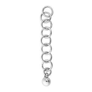 1 Inch Rhodium Plated Necklace Extender with Ball Drop (5 Pieces)