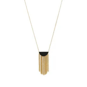 14 Karat Gold Plated Black Onyx and Fringe Necklace