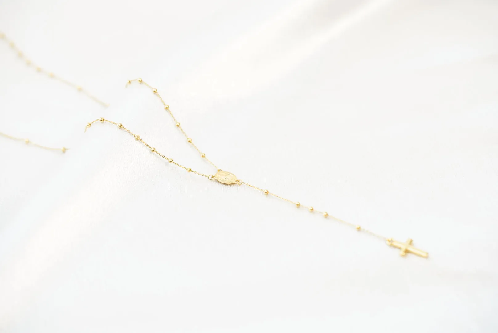 14k Graceful Devotion – Thin Rosary Crafted in Pure Gold