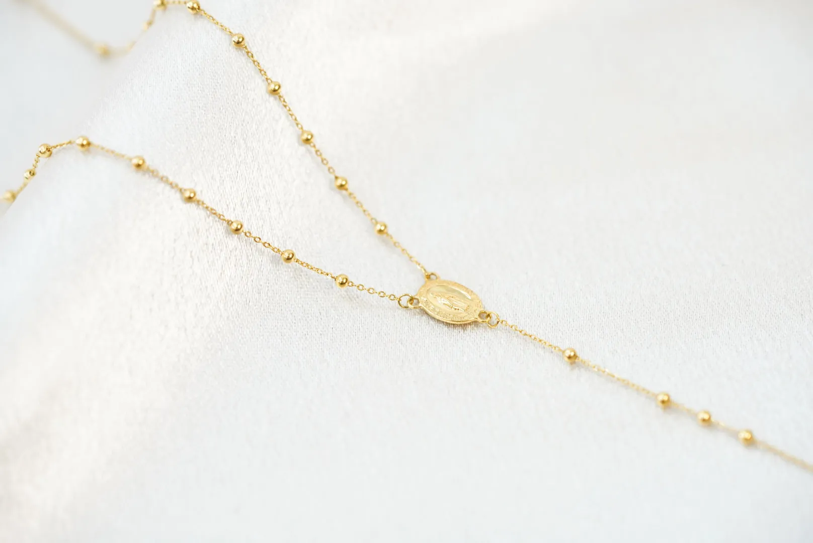 14k Graceful Devotion – Thin Rosary Crafted in Pure Gold
