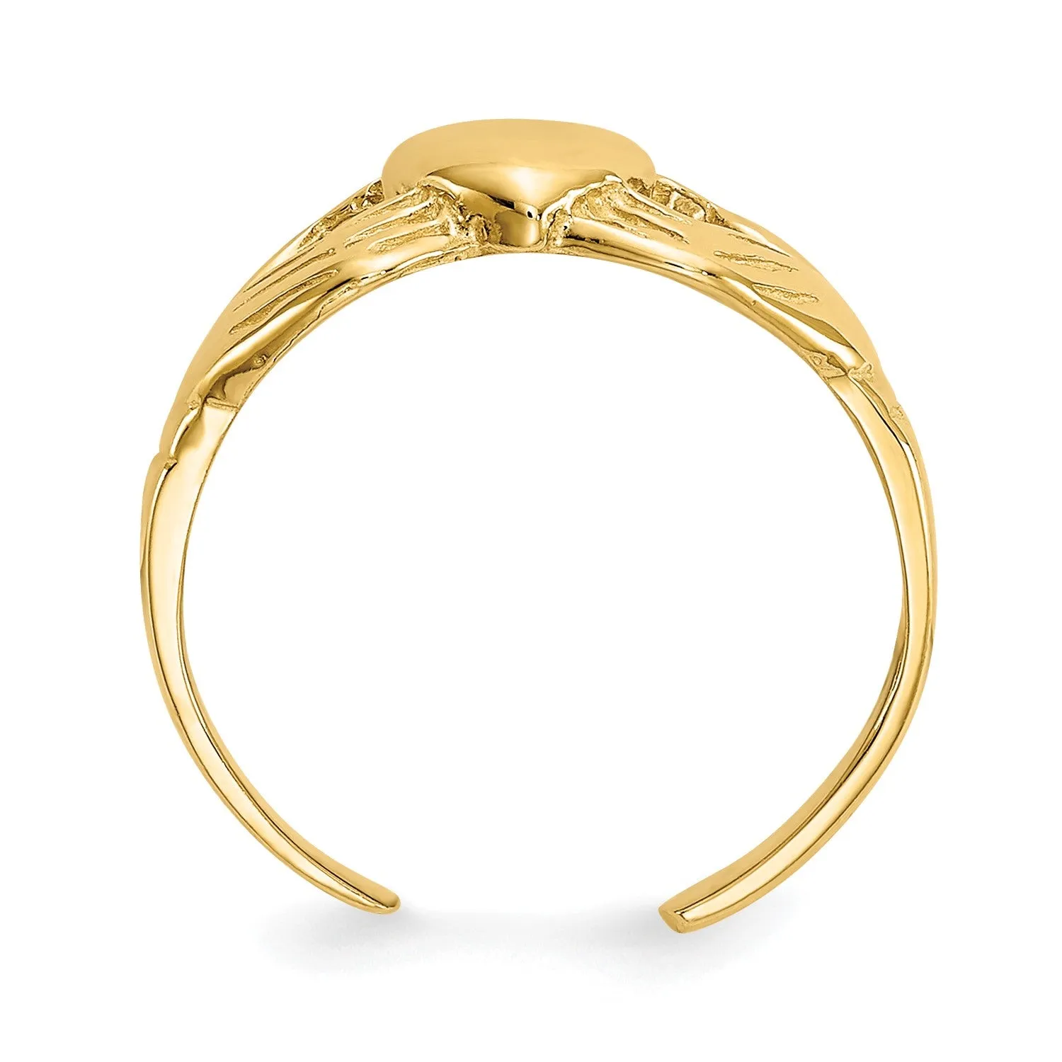 14k Real Yellow Gold High Polished Claddagh Heart Summer Toe Ring