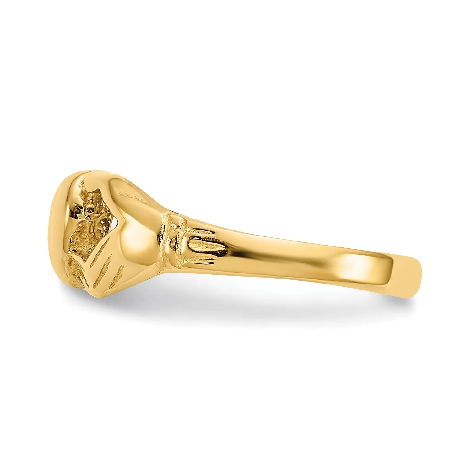14k Real Yellow Gold High Polished Claddagh Heart Summer Toe Ring