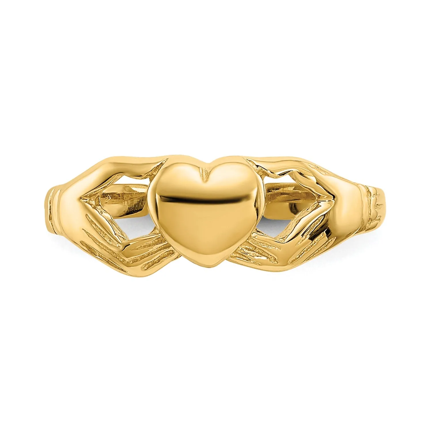 14k Real Yellow Gold High Polished Claddagh Heart Summer Toe Ring