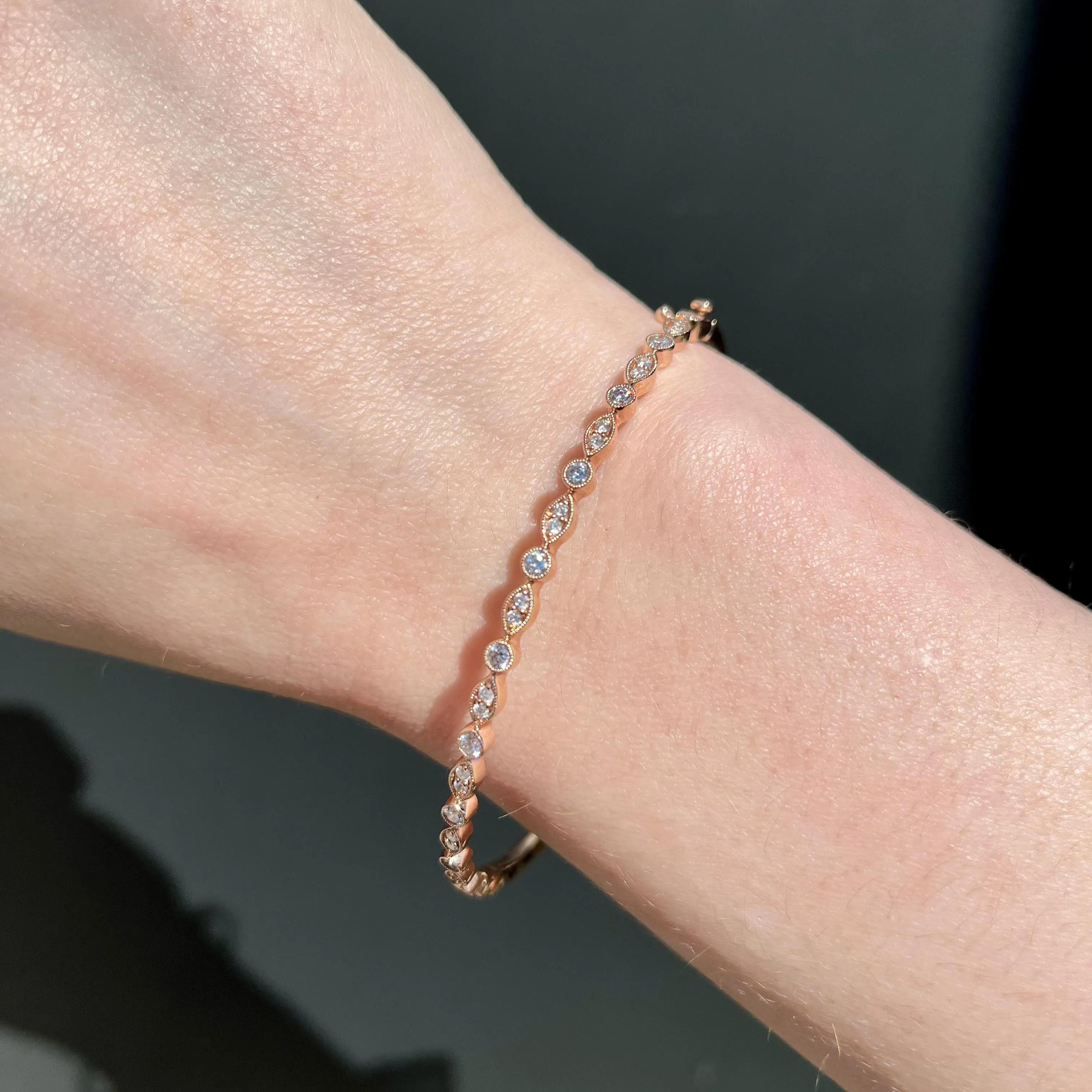 14K Rose Gold 0.80 Carat Diamond Bangle Bracelet