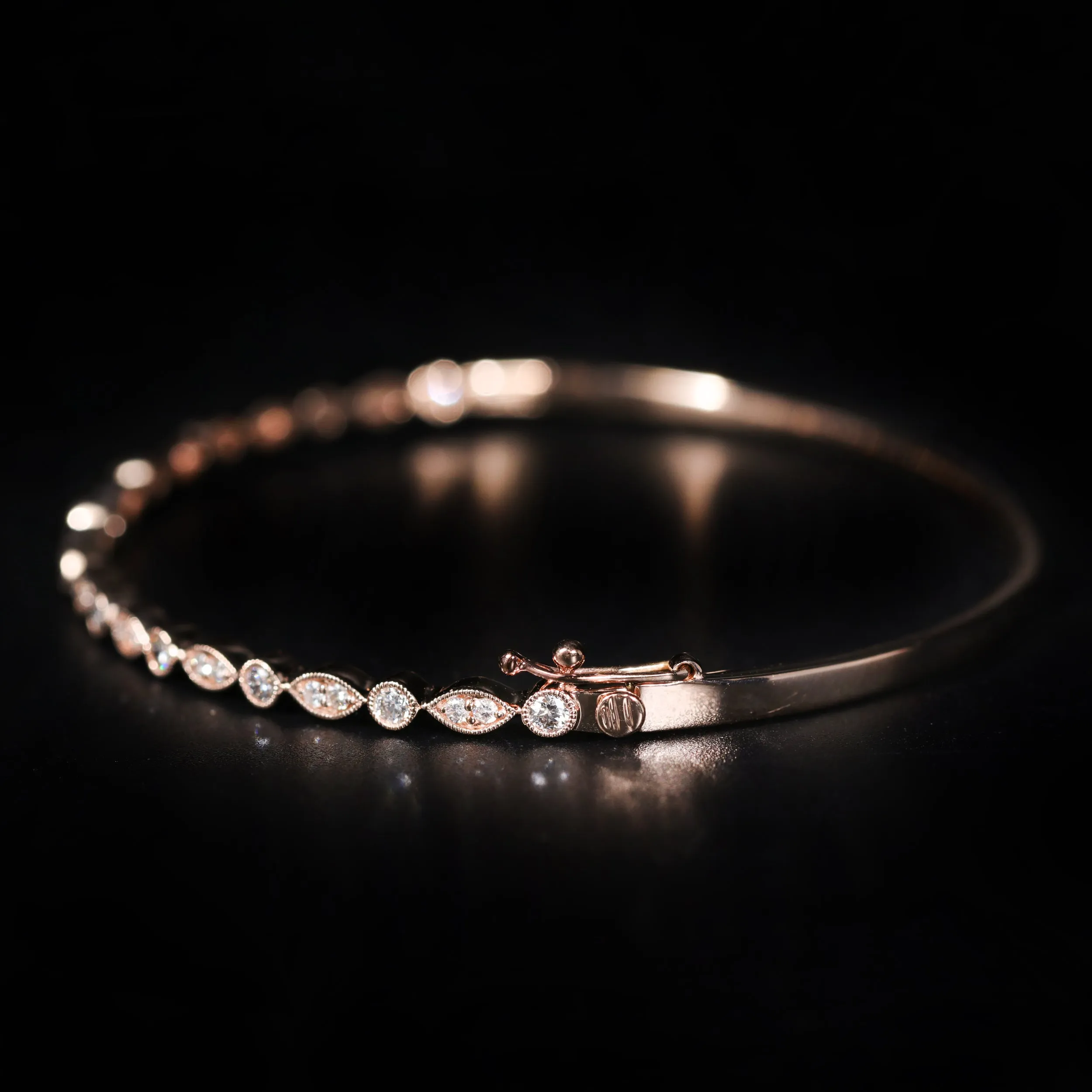 14K Rose Gold 0.80 Carat Diamond Bangle Bracelet