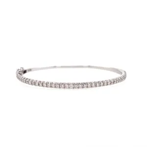 14K White Gold Diamond Bangle