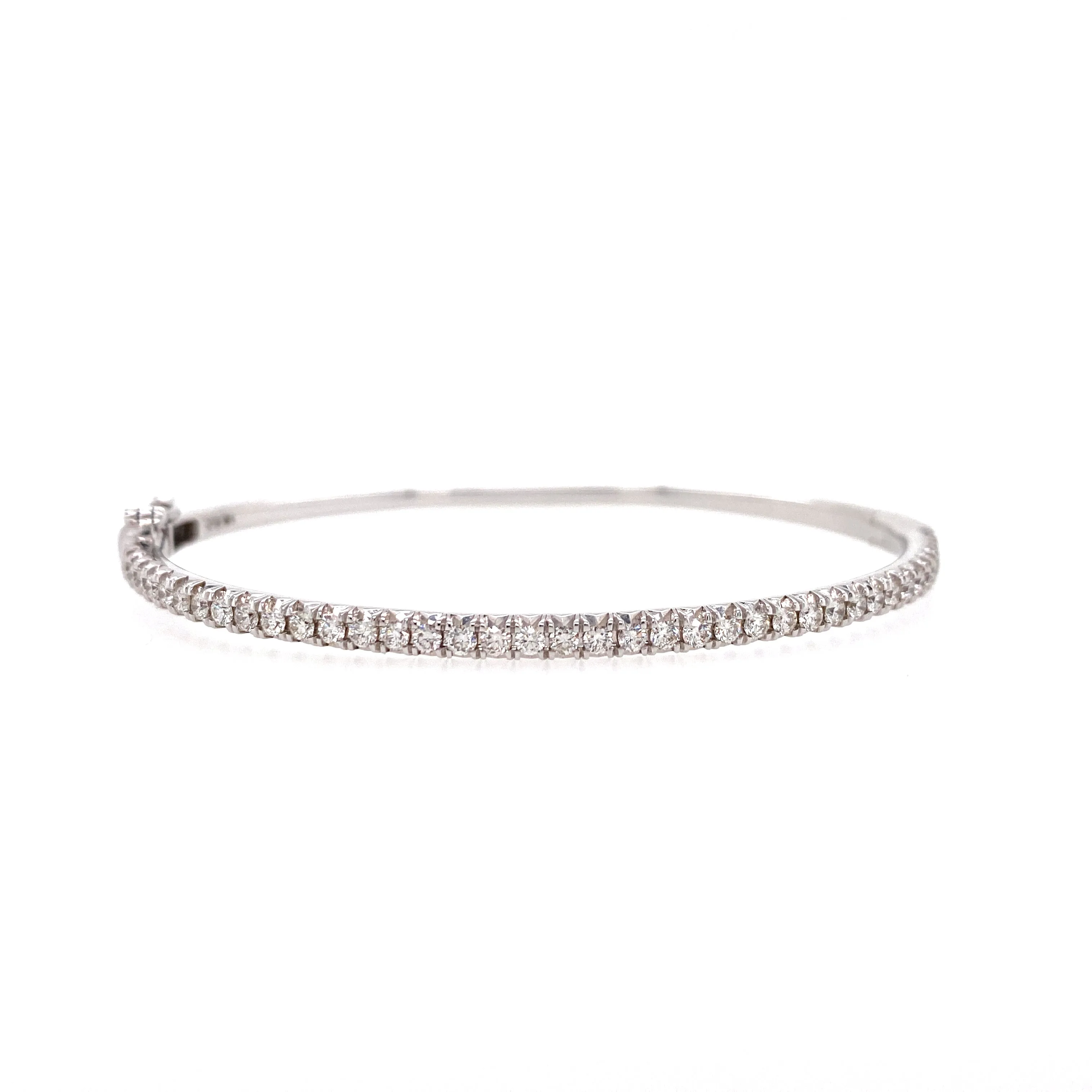 14K White Gold Diamond Bangle