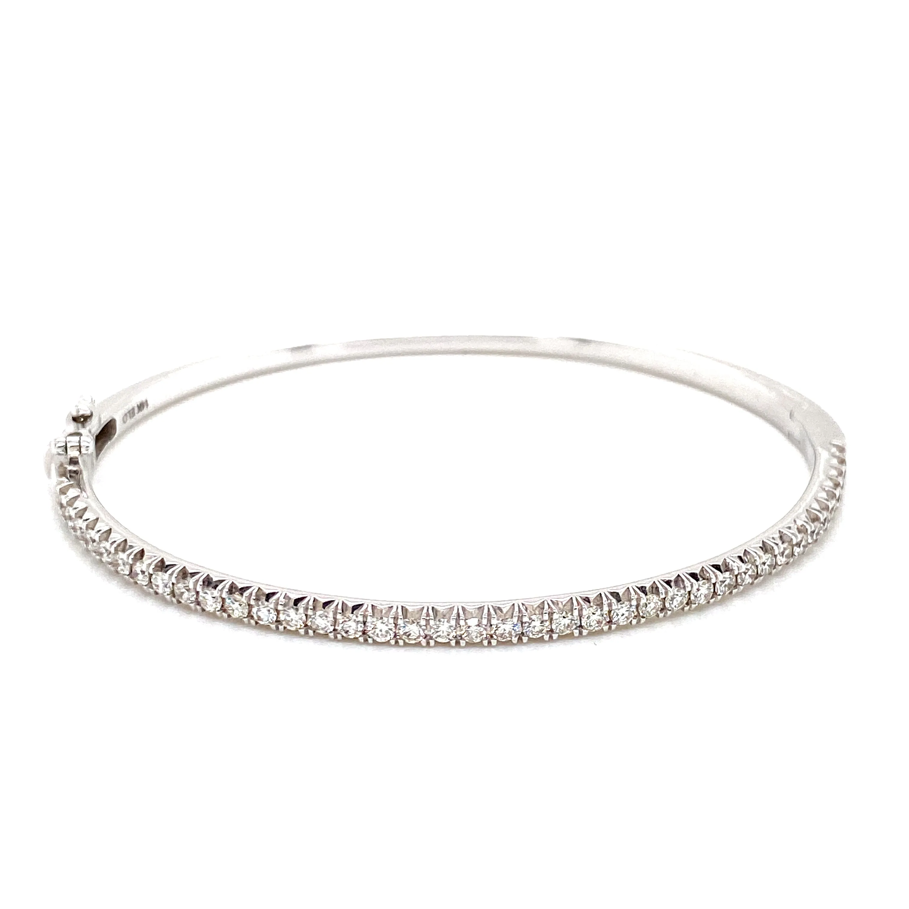14K White Gold Diamond Bangle