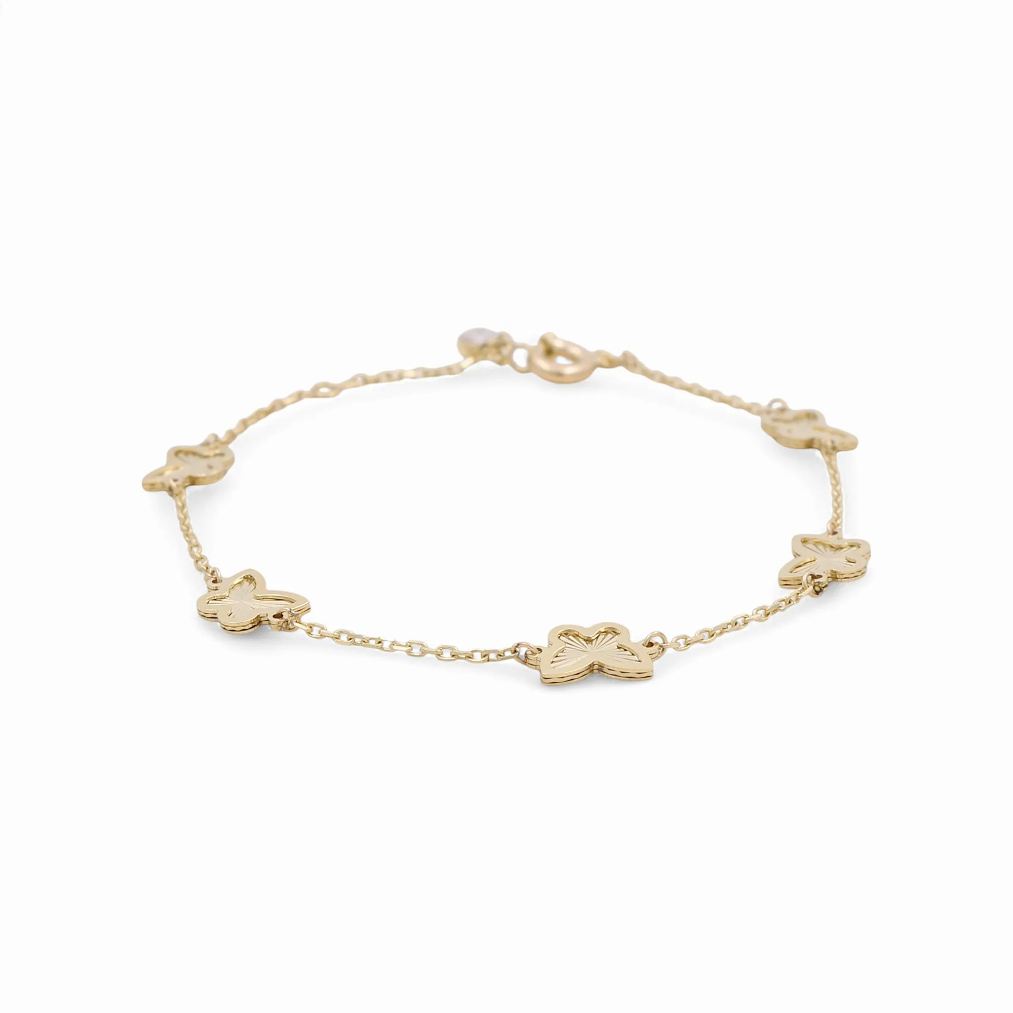 14K Yellow Gold Women's Bracelet with Butterfly / Size: 7” / Weight: 3.6 GR / DPWB4BF