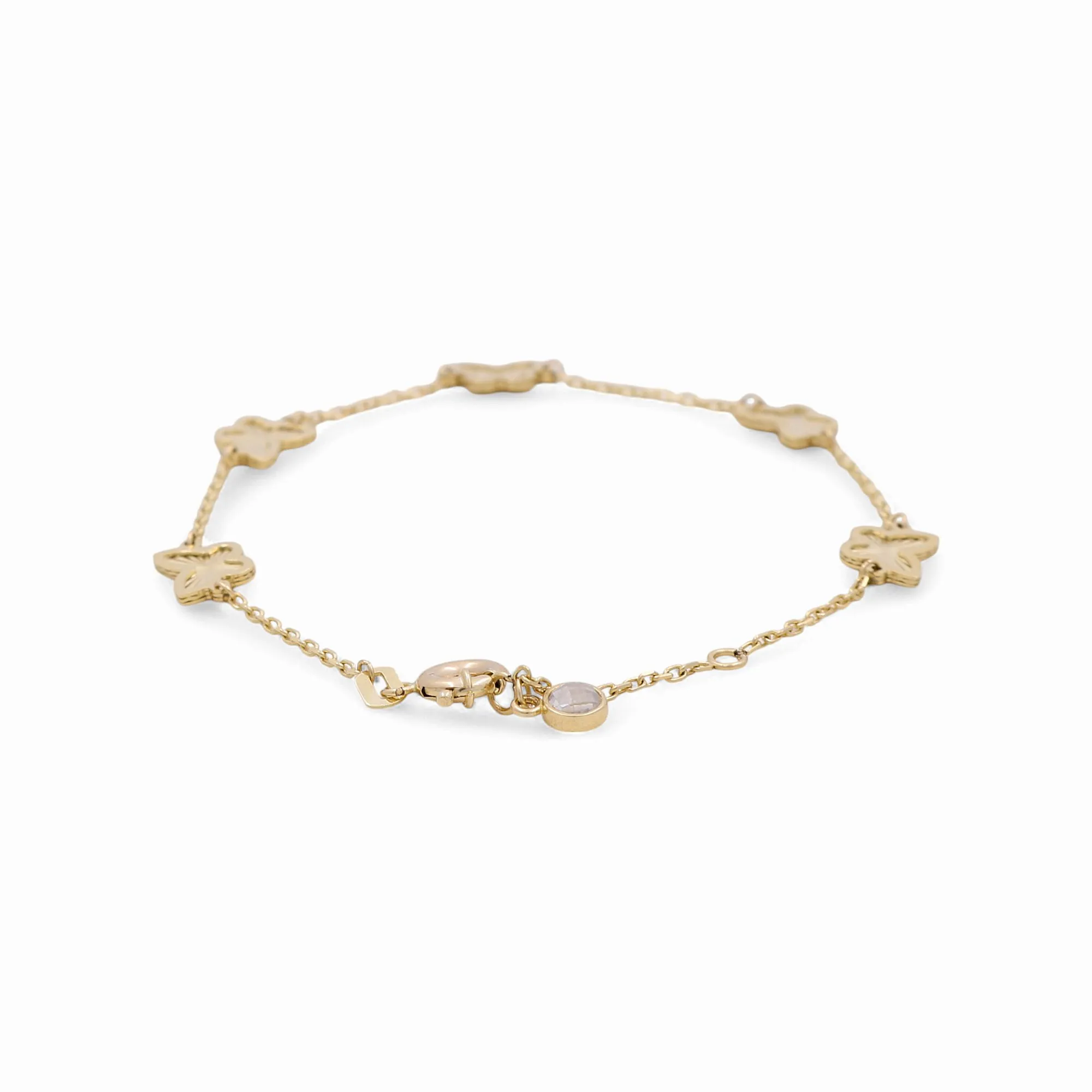 14K Yellow Gold Women's Bracelet with Butterfly / Size: 7” / Weight: 3.6 GR / DPWB4BF