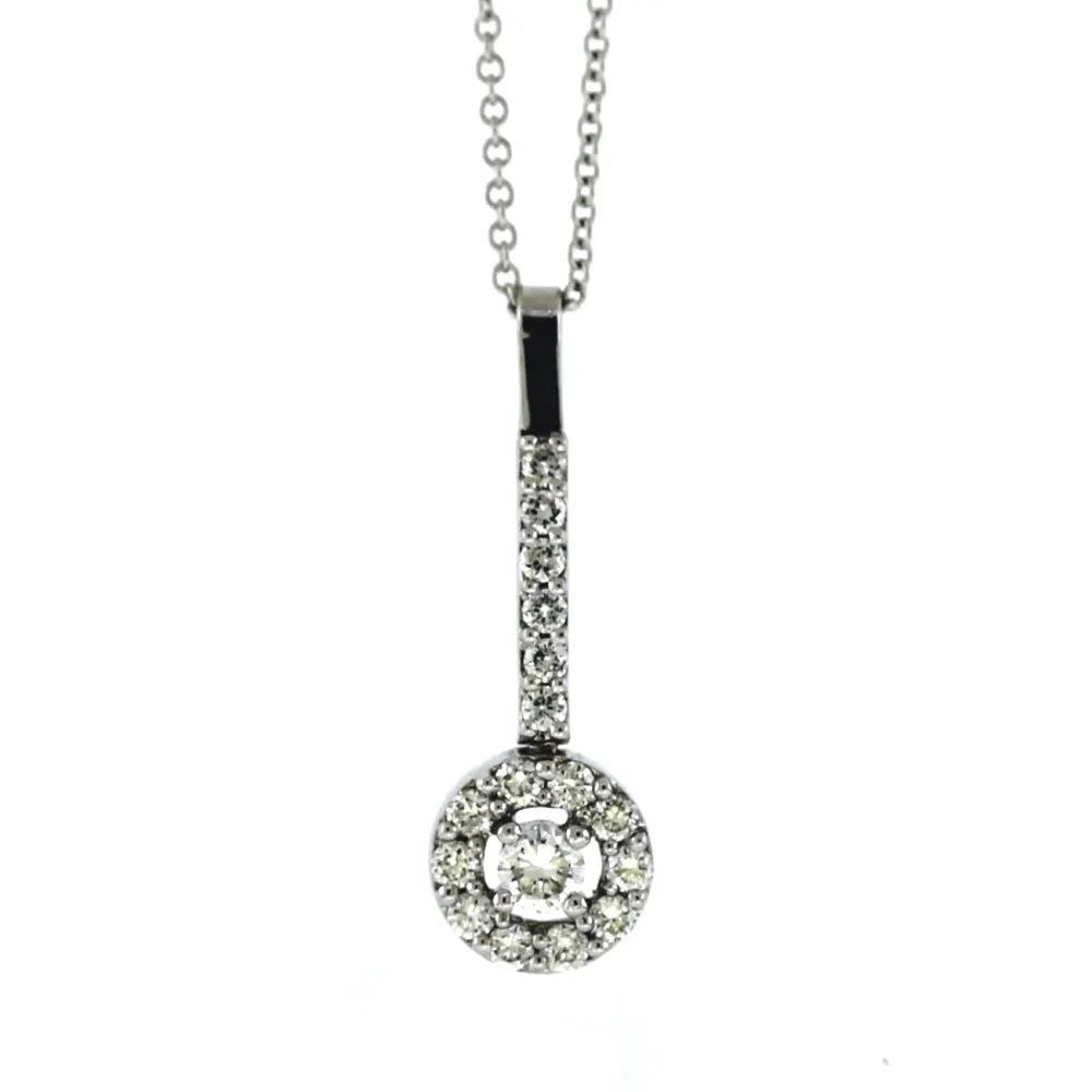 18K White Gold 0.35ctw Diamond Floating Halo Pendant Necklace