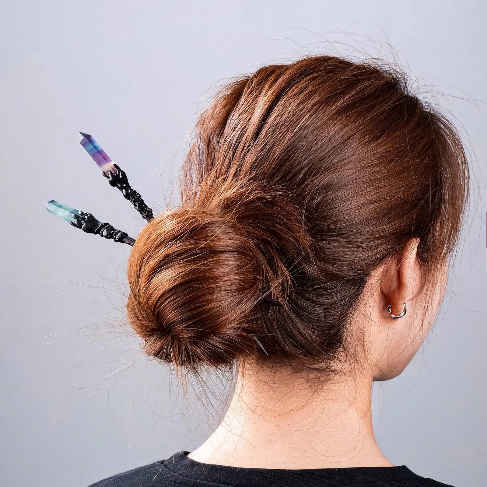 1PC Natural Crystal Ball Chinese Style Hairpins Crystal Column Hair Stick Vacation Style Hair Fork Hair Chopsticks Woman Jewelry Hair Clip