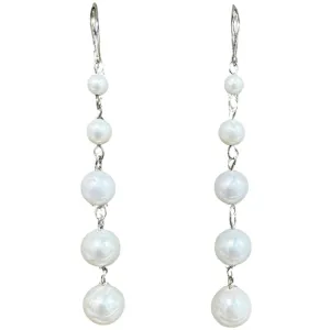 335-01-S | 5-PEARL DROP EARRINGS ON SILVER