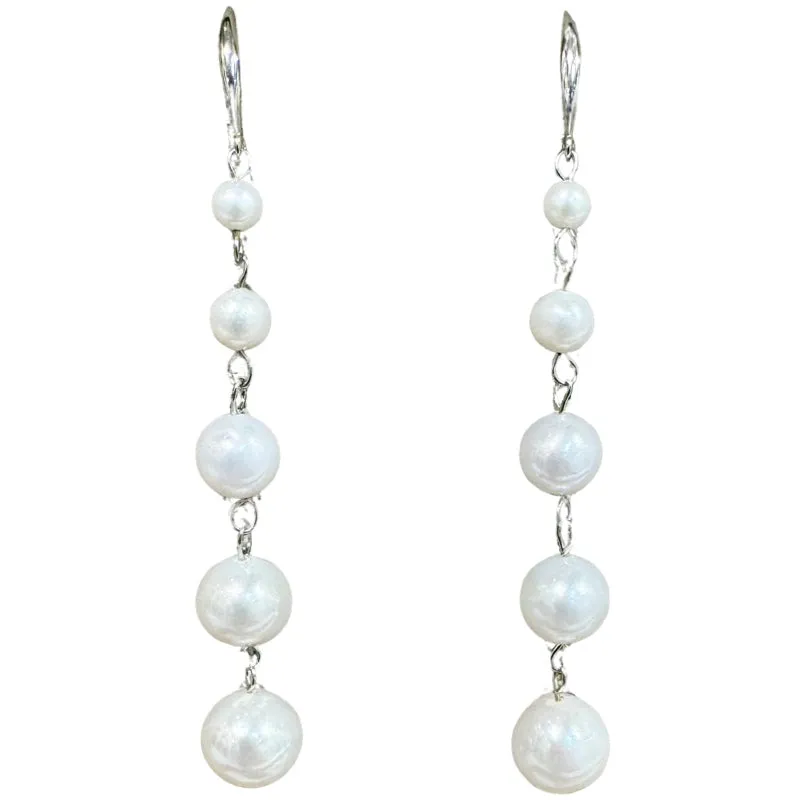 335-01-S | 5-PEARL DROP EARRINGS ON SILVER