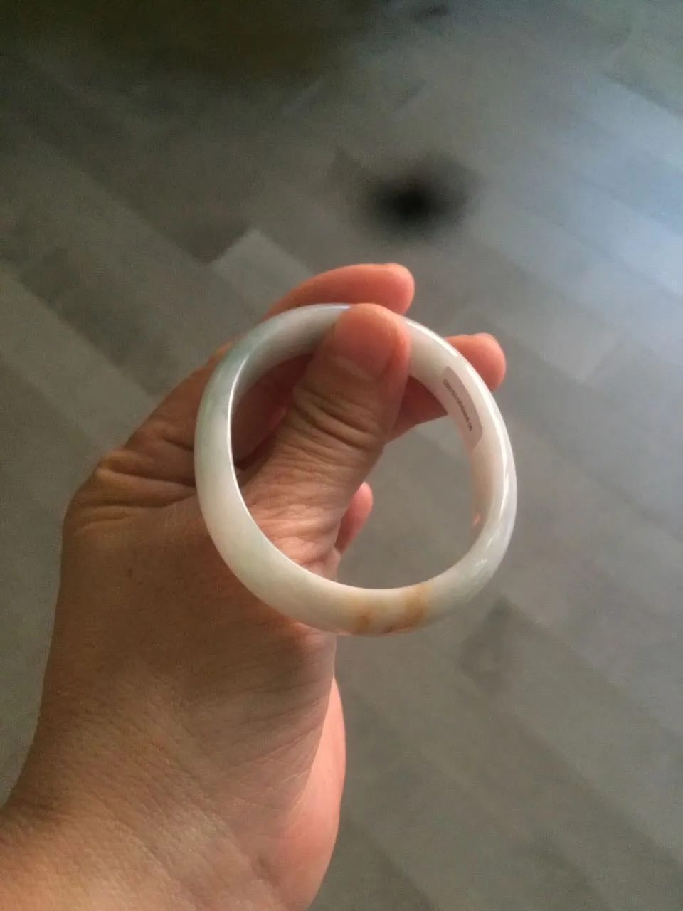 47mm Certified Type A 100% Natural light green/yellow Jadeite Jade oval bangle AJ69-0615