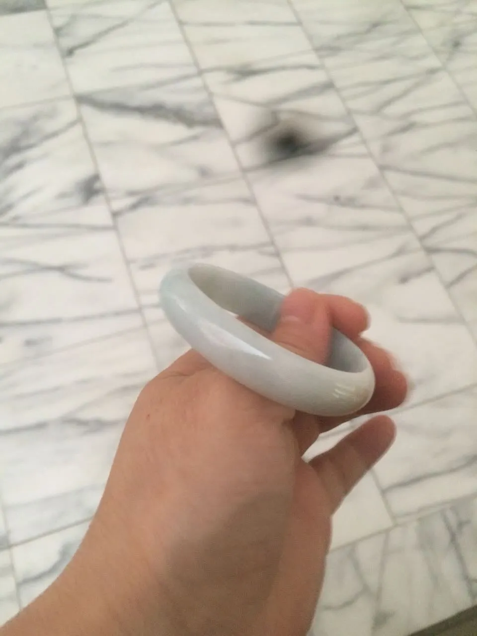 47mm Certified Type A 100% Natural light green/yellow Jadeite Jade oval bangle AJ69-0615