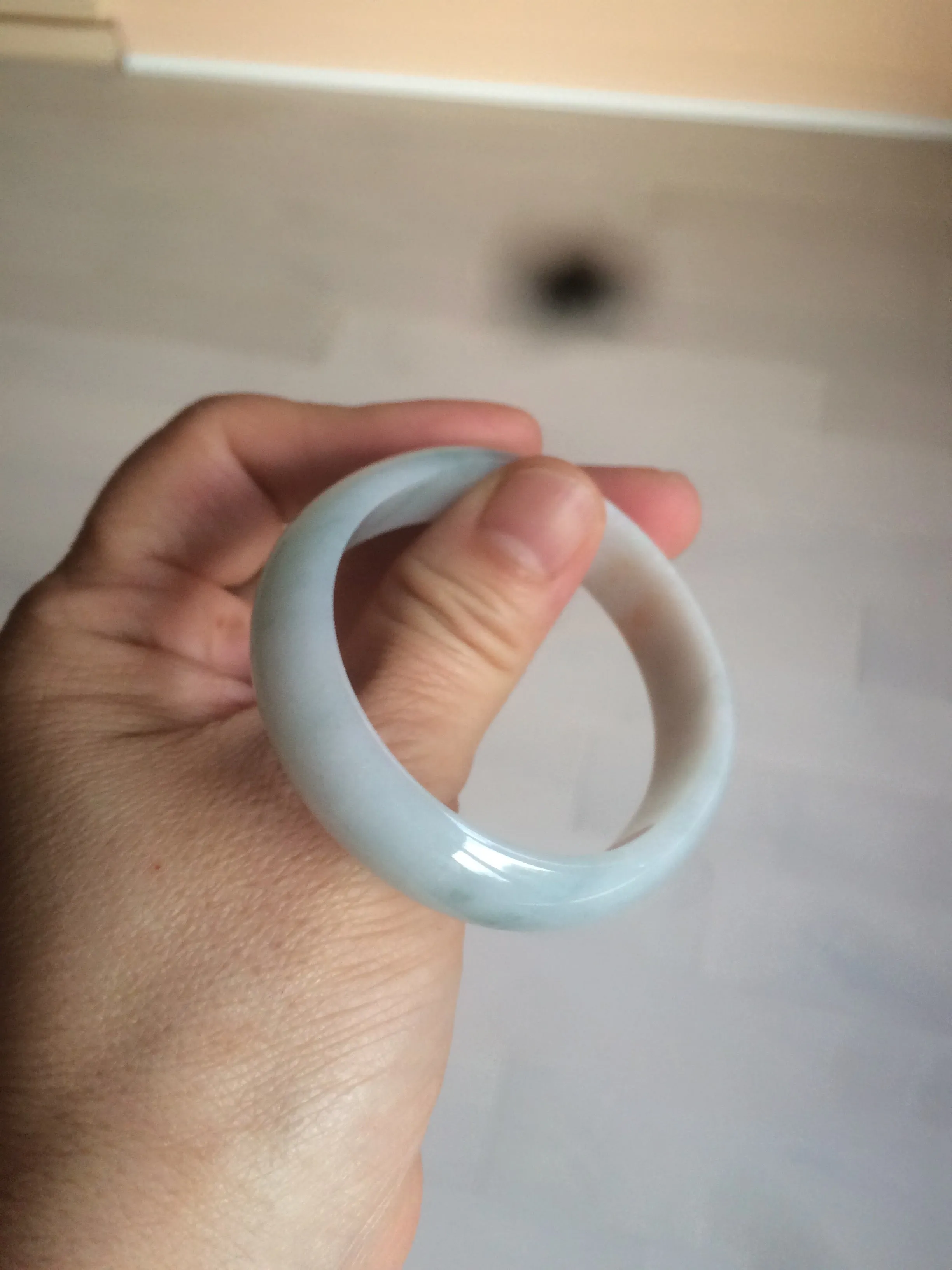 47mm Certified Type A 100% Natural light green/yellow Jadeite Jade oval bangle AJ69-0615
