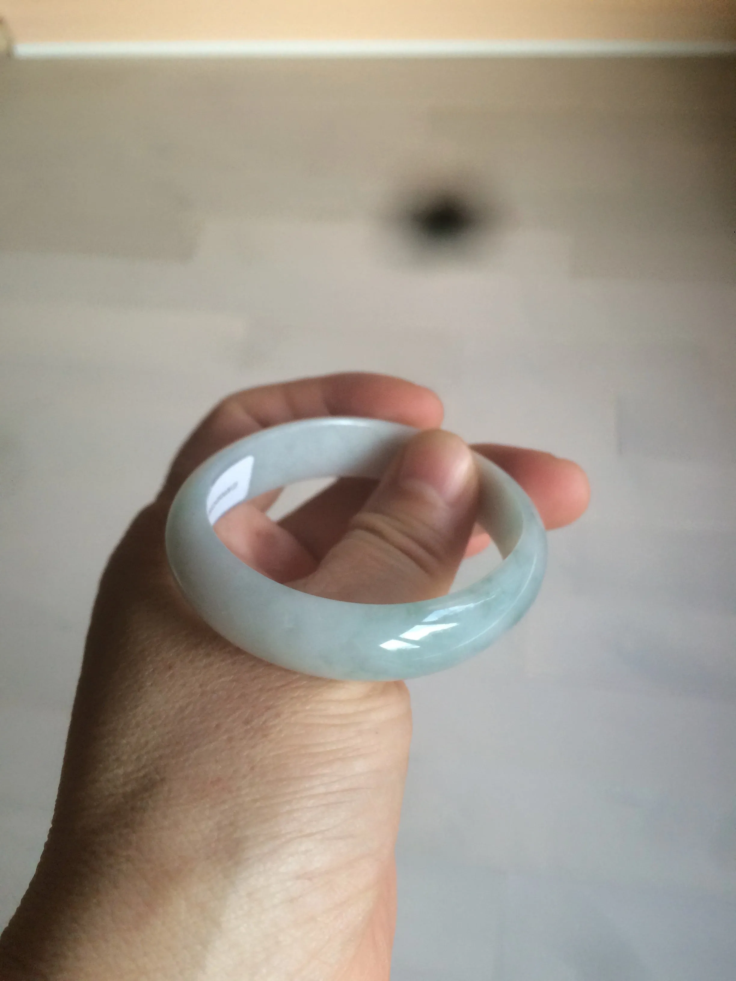 47mm Certified Type A 100% Natural light green/yellow Jadeite Jade oval bangle AJ69-0615