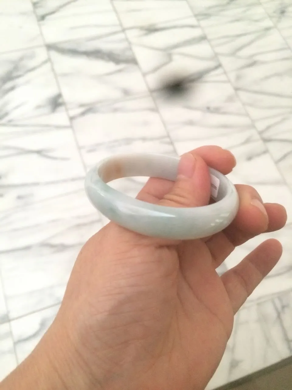 47mm Certified Type A 100% Natural light green/yellow Jadeite Jade oval bangle AJ69-0615