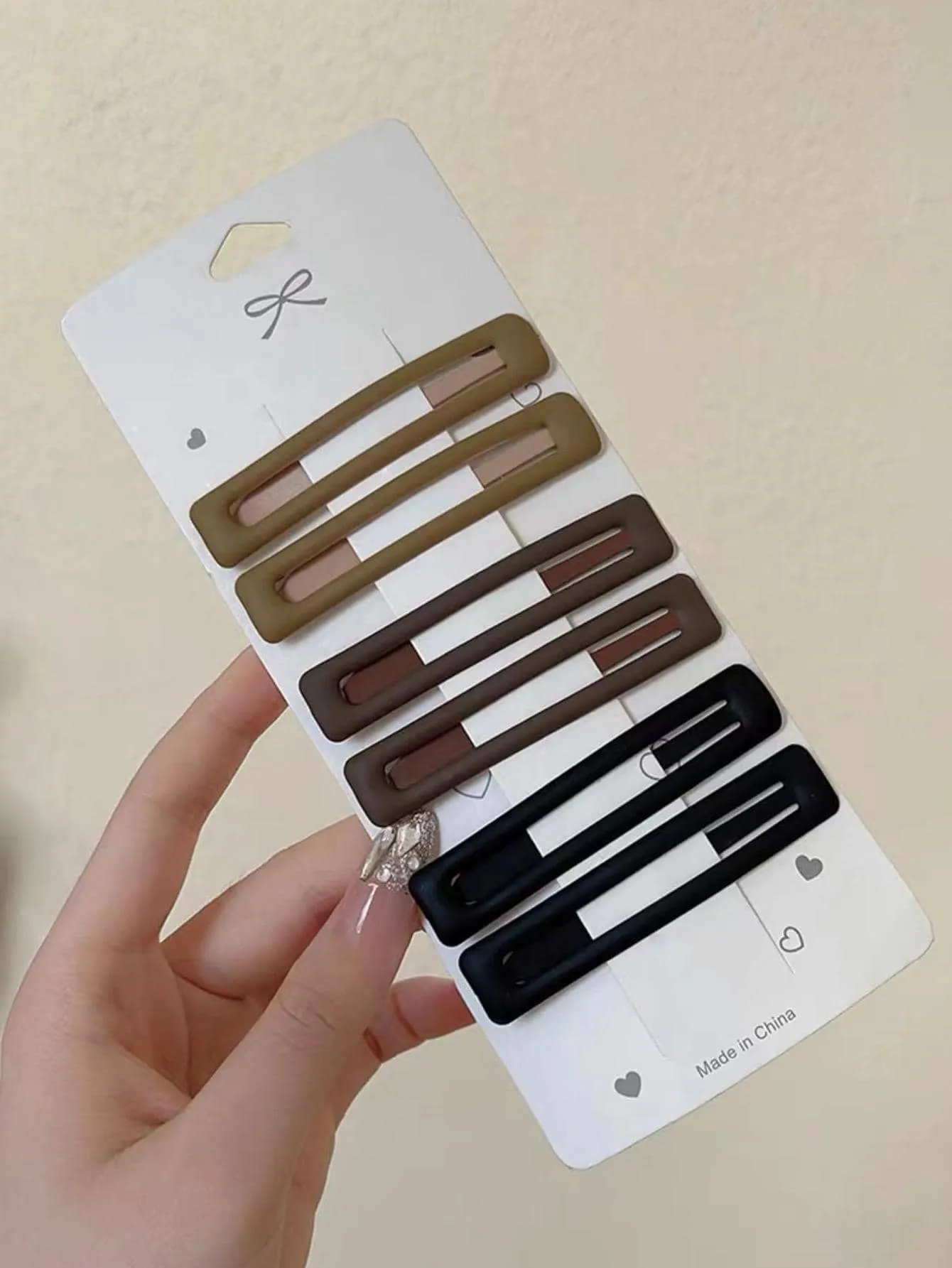 6pcs/Set Coffee-Colored Minimalistic Matte Hair Clips, Cute Side Clip Hairpin