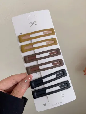 6pcs/Set Coffee-Colored Minimalistic Matte Hair Clips, Cute Side Clip Hairpin