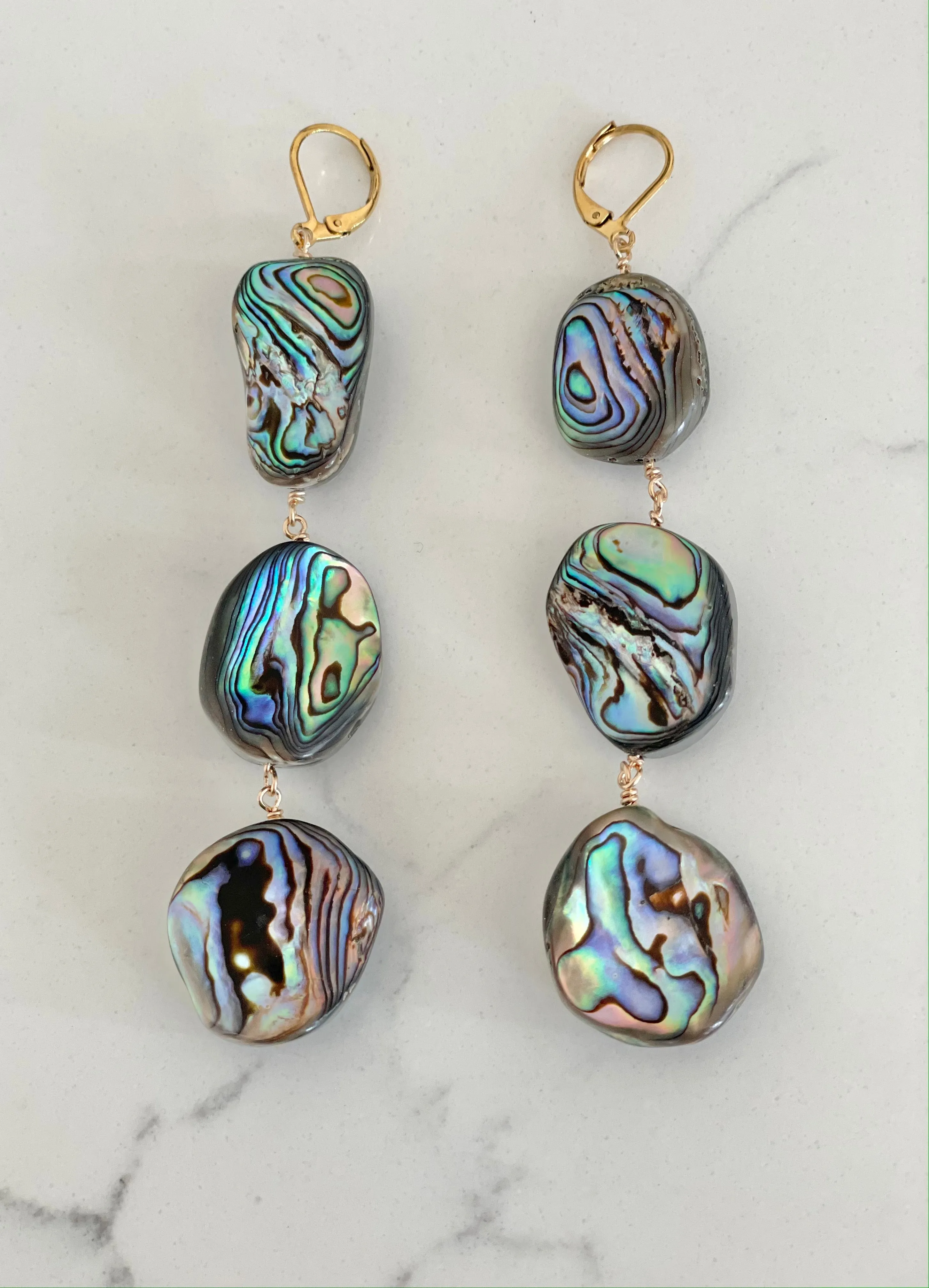 Abalone Bean Large Earrings