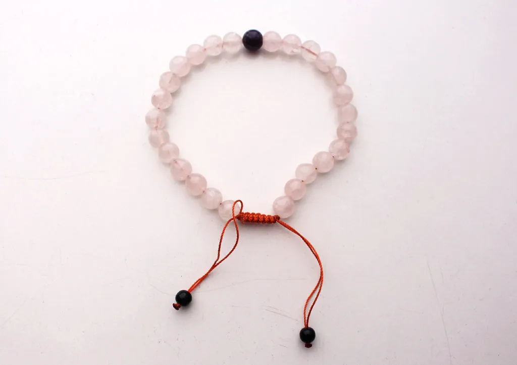 Adjustable Rose Quartz Men's Wrist Mala With Amethyst