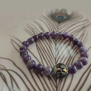 Amethyst Crystal Natural Stone Single Layer Bracelet (8 mm)