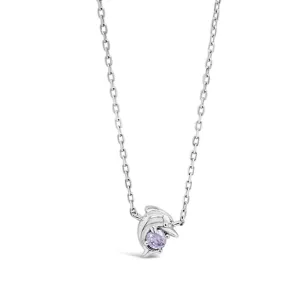 Amethyst Dolphin Children Sterling Silver Pendant