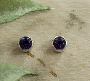 Amethyst Earrings, Genuine Untreated Brazil Amethyst