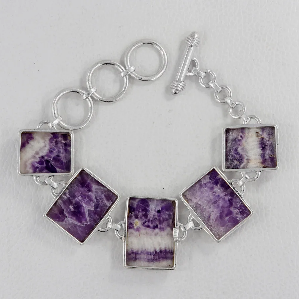 Amethyst Lace Gemstone Silver Bracelet