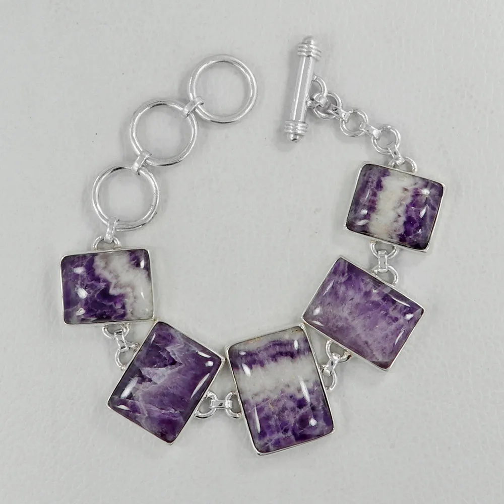 Amethyst Lace Gemstone Silver Bracelet