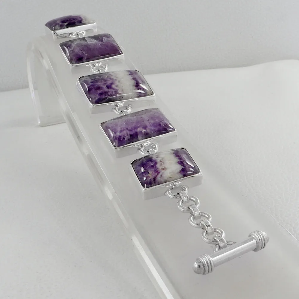 Amethyst Lace Gemstone Silver Bracelet