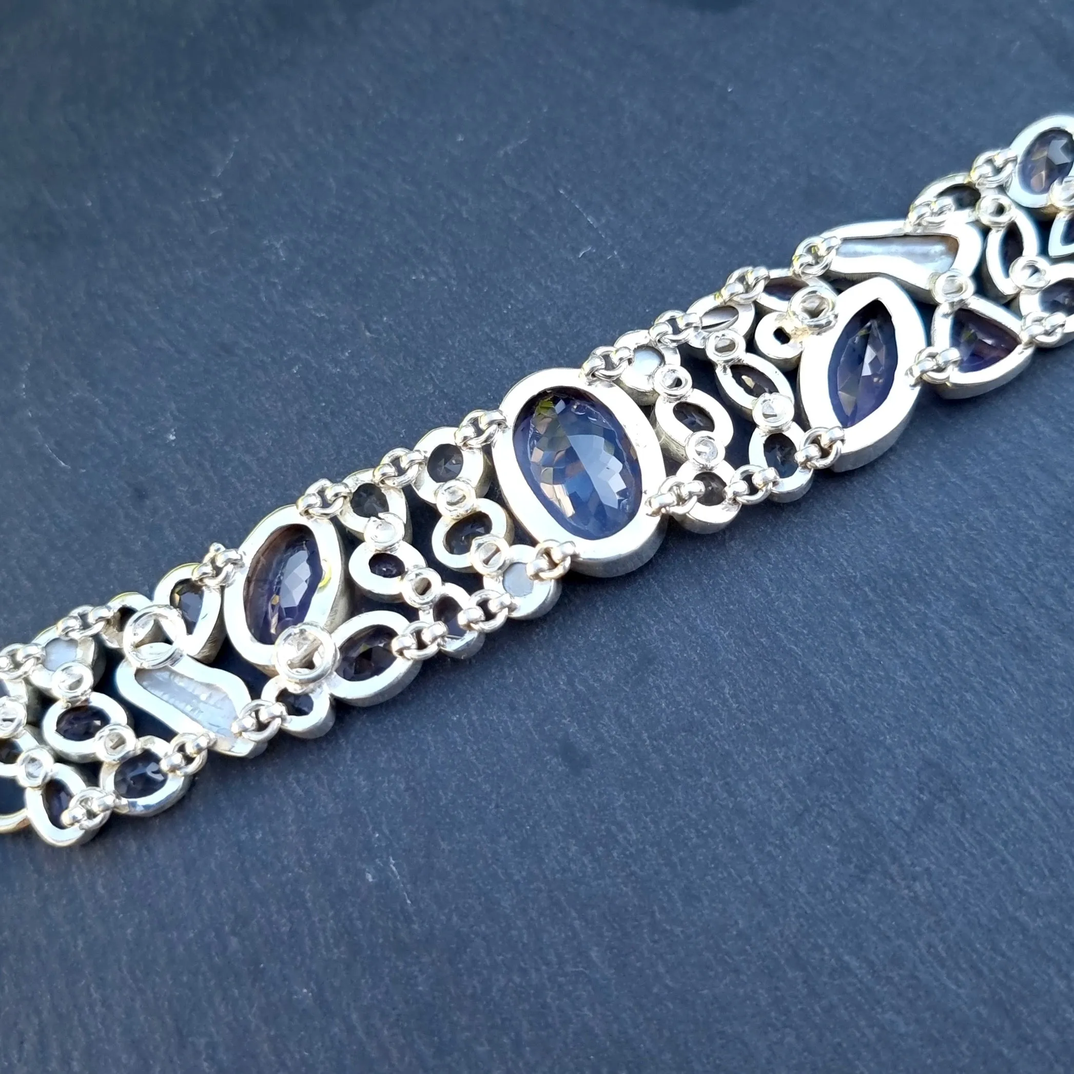 Amethyst, Pearl, Rose Quartz, Clear Quartz Multi Stone 925 Silver Bracelet, AMEBL1