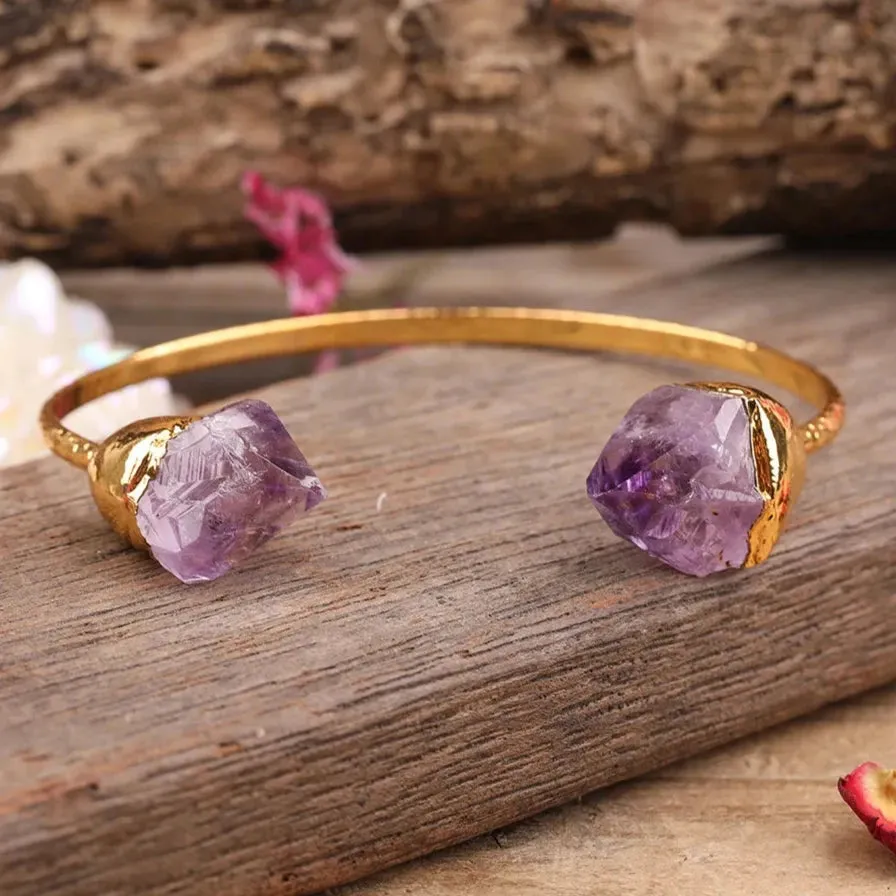 Amethyst Quartz & Pearl Cuff Bracelet