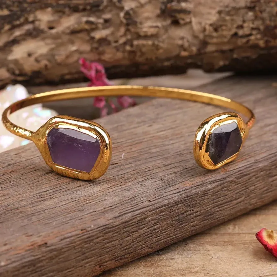 Amethyst Quartz & Pearl Cuff Bracelet