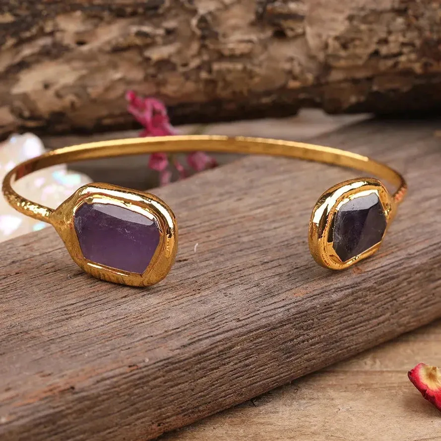 Amethyst Quartz & Pearl Cuff Bracelet