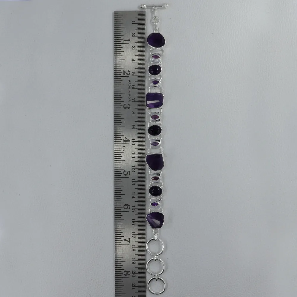 Amethyst Tumbled 925 Sterling Silver Fine Bracelet