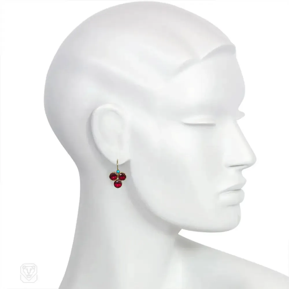 Antique garnet and turquoise earrings