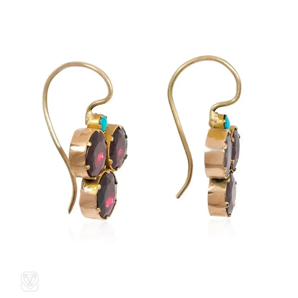 Antique garnet and turquoise earrings