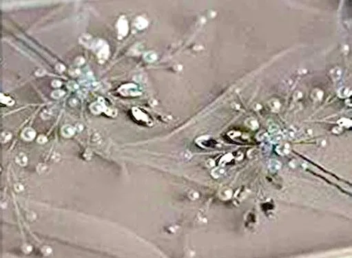 Antique Silver Marquise Crystal Pearl Bridal Vine Hairpin