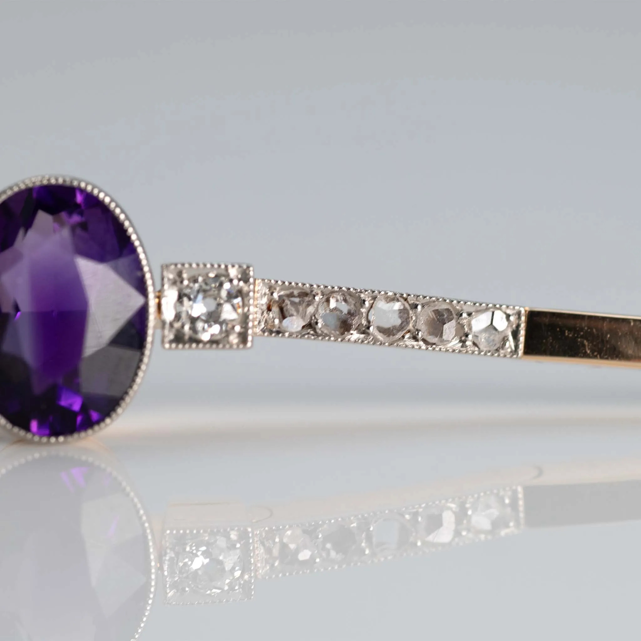 Art Deco 14ct Yellow Gold 1.50 Carat Amethyst and Diamond Bracelet