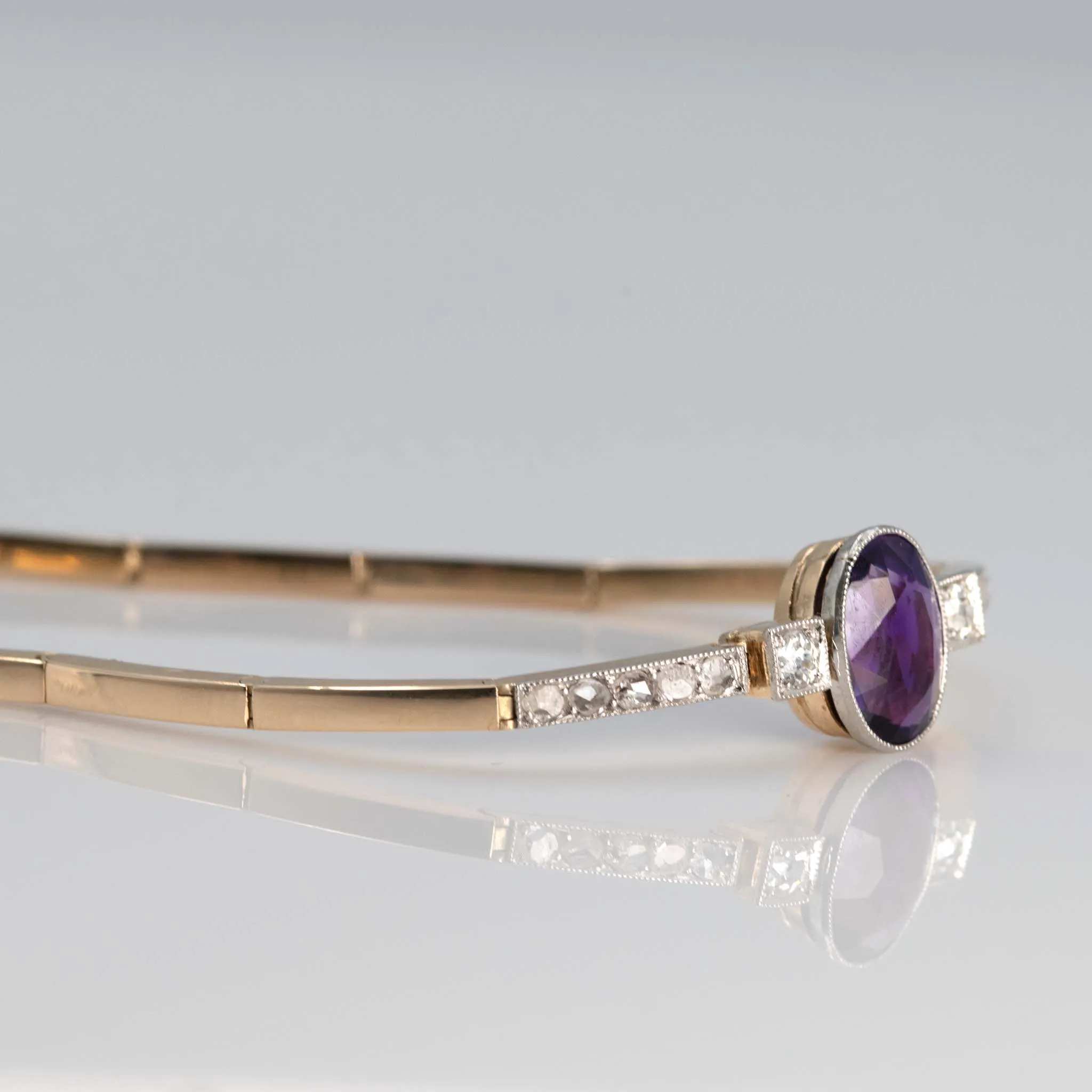 Art Deco 14ct Yellow Gold 1.50 Carat Amethyst and Diamond Bracelet