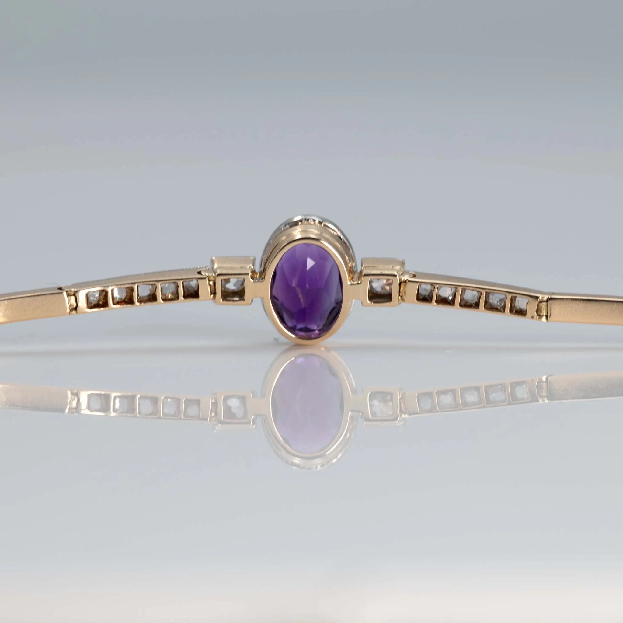 Art Deco 14ct Yellow Gold 1.50 Carat Amethyst and Diamond Bracelet