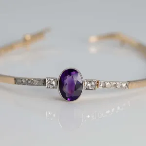 Art Deco 14ct Yellow Gold 1.50 Carat Amethyst and Diamond Bracelet