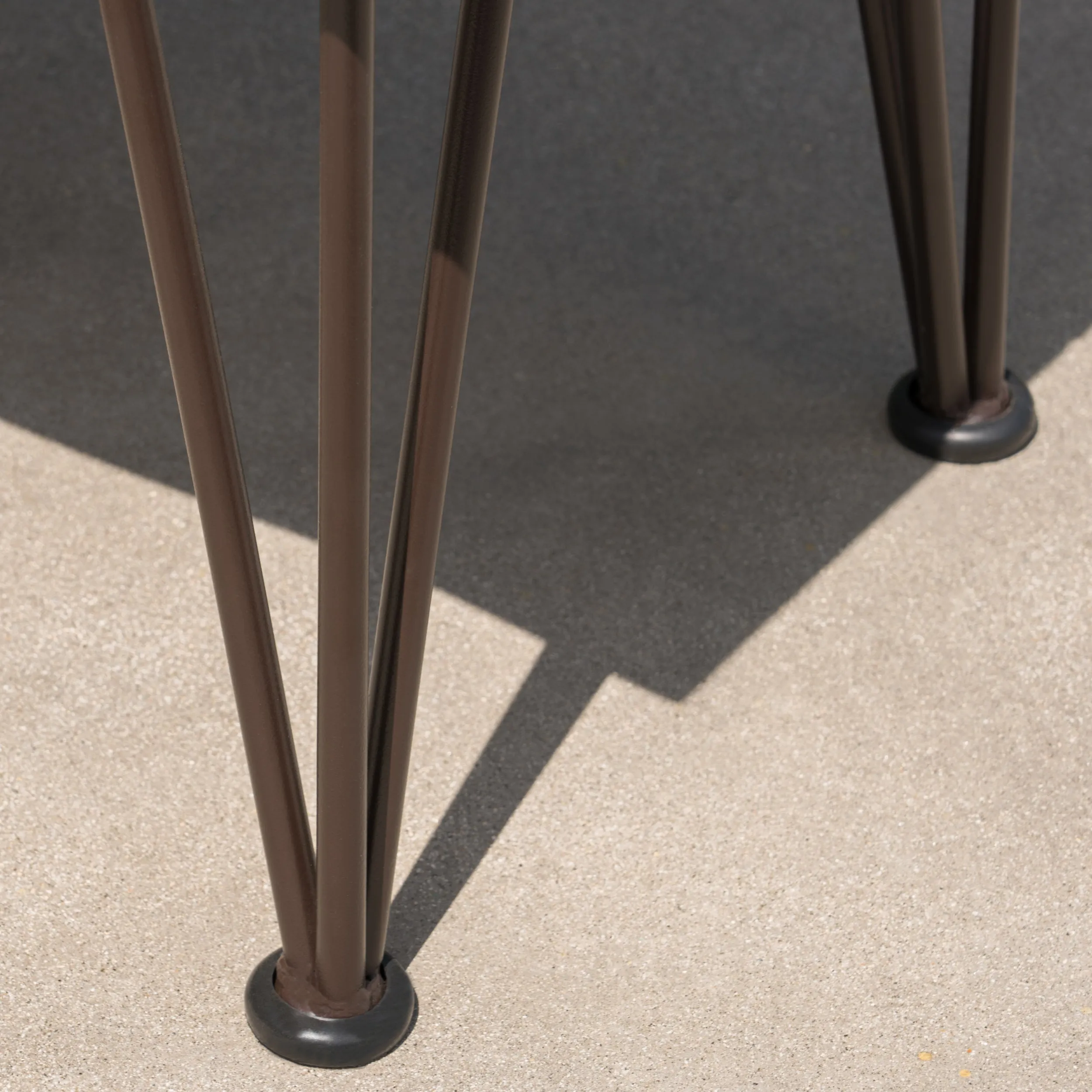 Avy Outdoor Rustic Industrial Acacia Wood Chairs with Metal Hairpin Legs (Set of 2), Teak