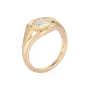 Baguette Diamond Graceful Signet Ring