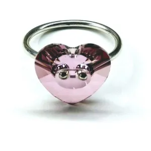Big Girl Large Light Purple I LOVE YOU Heart Bling Ring