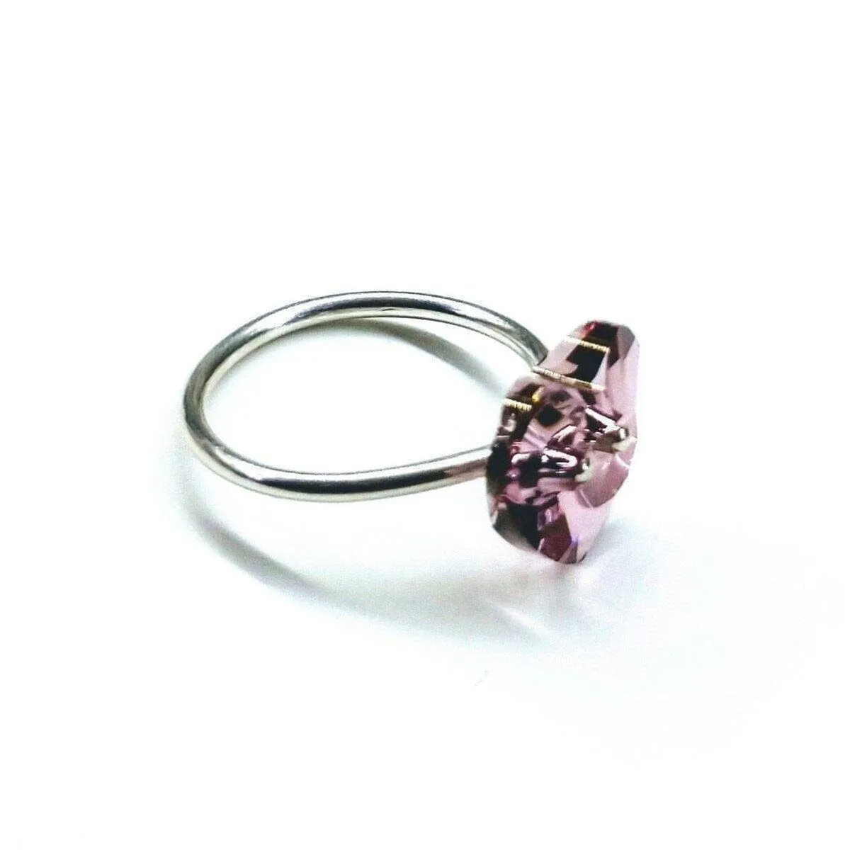 Big Girl Large Light Purple I LOVE YOU Heart Bling Ring
