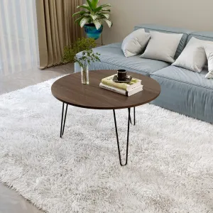 BLUEWUD Mayrite Round Engineered Wood Coffee Center Sofa Tea/Teapoy Console Table with Hairpin Leg for Sofa Set Living Room Home Hall (Wenge)